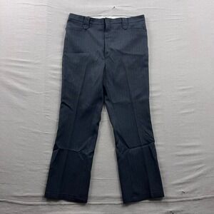 70s Dee Cee Brand Ranch‎ Wear 35x29 Grey Red Pinstripe Pants Western Scovill Zip